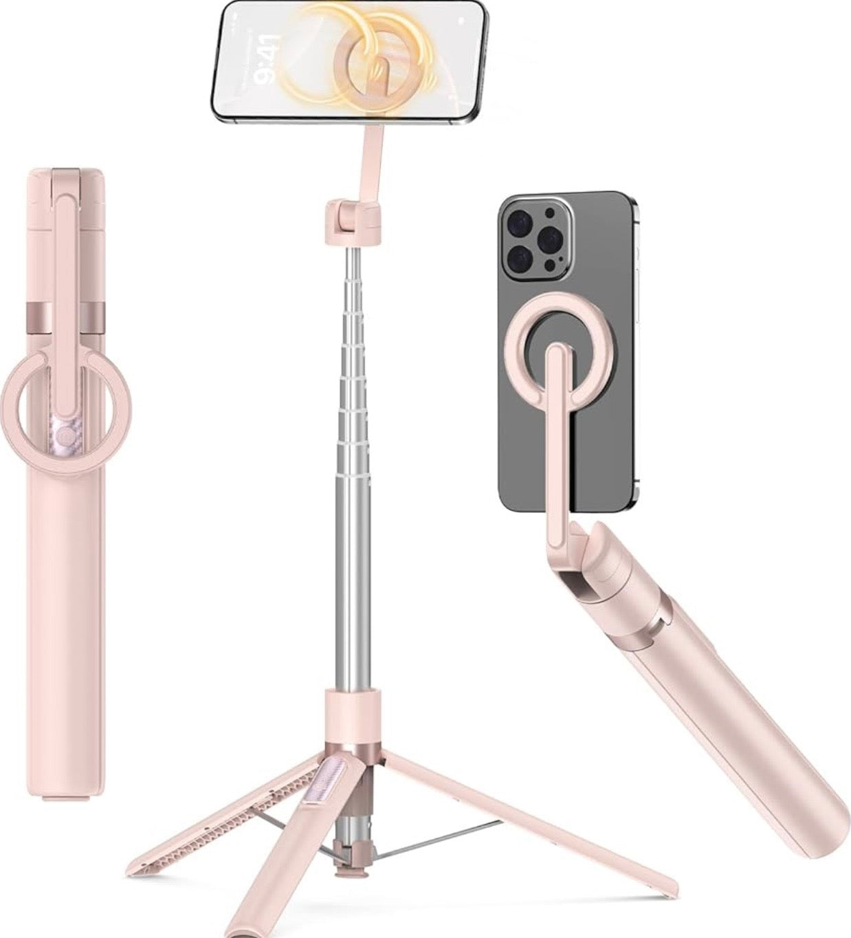 68" Magnetic Selfie Stick Tripod with Aluminum Strong Magnetic Holder for Magsafe