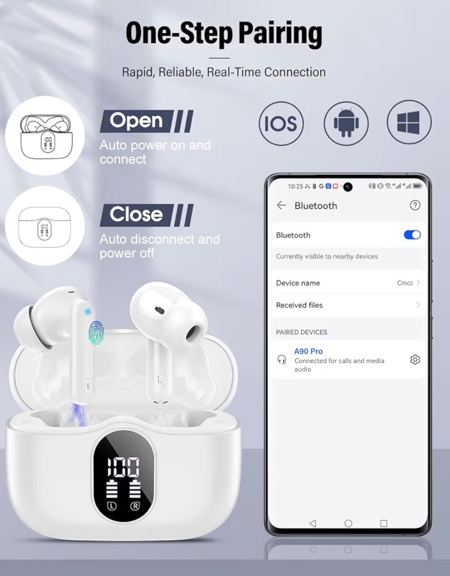 Wireless Earbuds, Bluetooth 5.4 Headphones Bass Stereo
