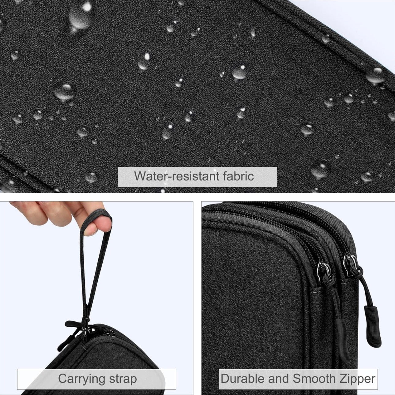 Travel Cable Organizer Pouch Electronic Accessories Carry Case Portable Waterproof Double Layers All-in-One Storage Bag for Cord, Charger, Phone, Earphone