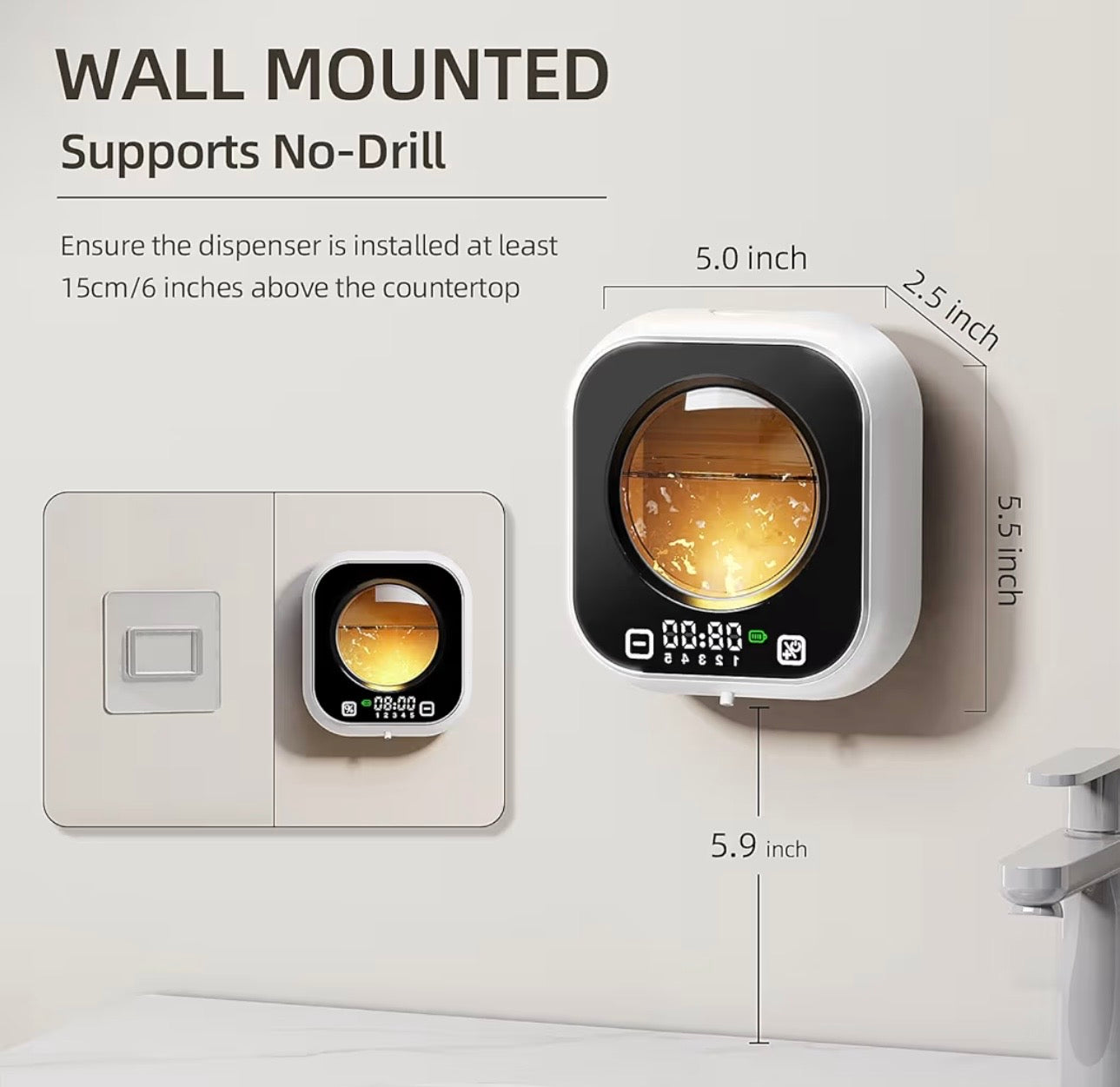 Automatic Liquid Soap Dispenser, Wall Mounted Soap Dispenser Electric Touchless Rechargeable