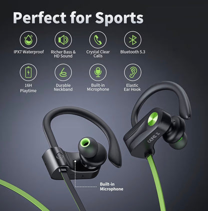 Bluetooth Headphones, Wireless Earbuds IPX7