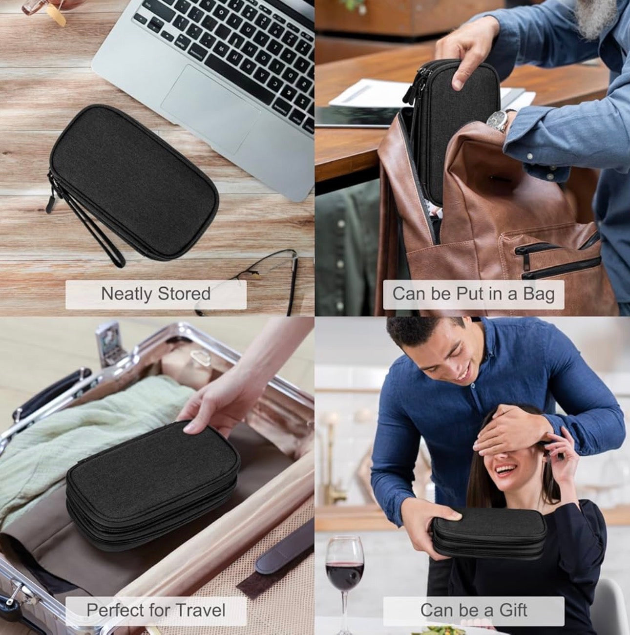 Travel Cable Organizer Pouch Electronic Accessories Carry Case Portable Waterproof Double Layers All-in-One Storage Bag for Cord, Charger, Phone, Earphone