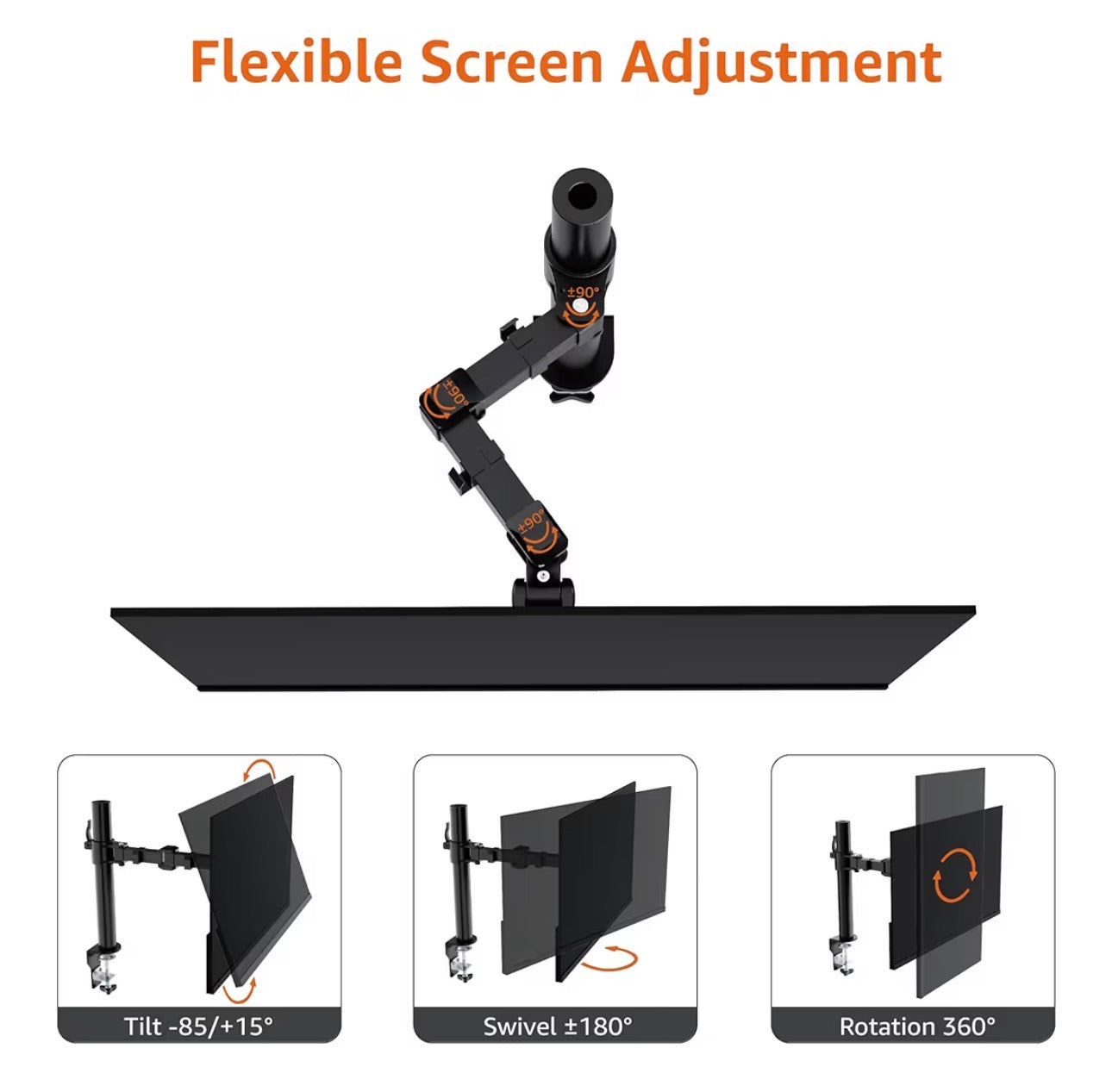 Single Computer Monitor Stand with Cable Management