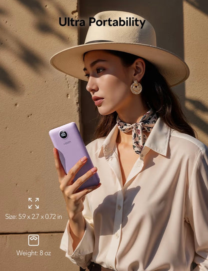 All in One Travel Portable Charger with Built-in AC Plug & Cables