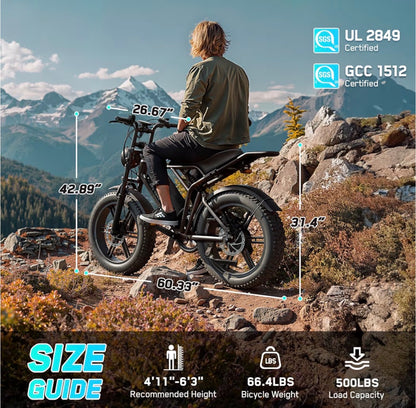 TST Electric Bike for Adults 1500W Peak 20"