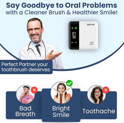 UV Toothbrush Sanitizer Holder & Cleaner with LED Clock Display & Hot Air Drying