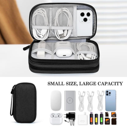 Travel Cable Organizer Pouch Electronic Accessories Carry Case Portable Waterproof Double Layers All-in-One Storage Bag for Cord, Charger, Phone, Earphone