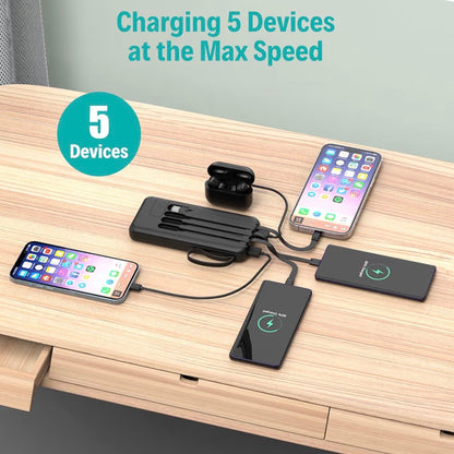 Portable Charger with Built in Cables