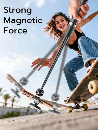Magnetic Selfie Stick Tripod with Light & Remote, Phone Tripod with Magnetic Holder for Magsafe