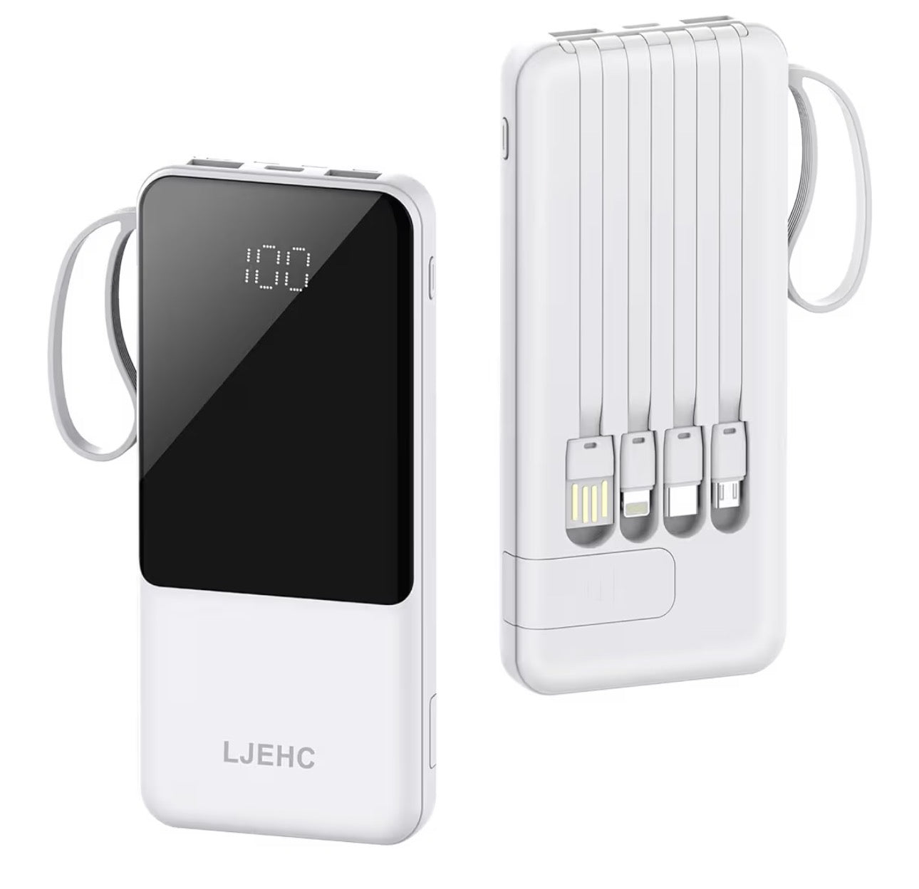 Portable Charger with Built in Cables