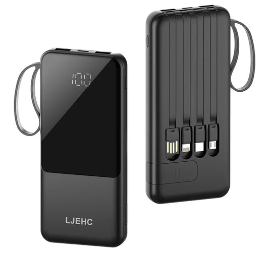 Portable Charger with Built in Cables
