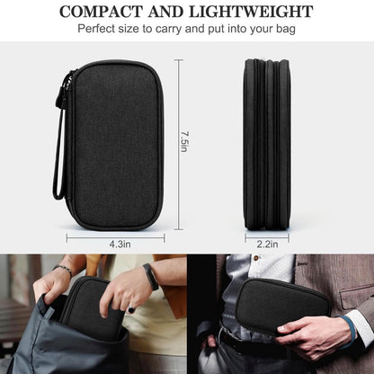 Travel Cable Organizer Pouch Electronic Accessories Carry Case Portable Waterproof Double Layers All-in-One Storage Bag for Cord, Charger, Phone, Earphone