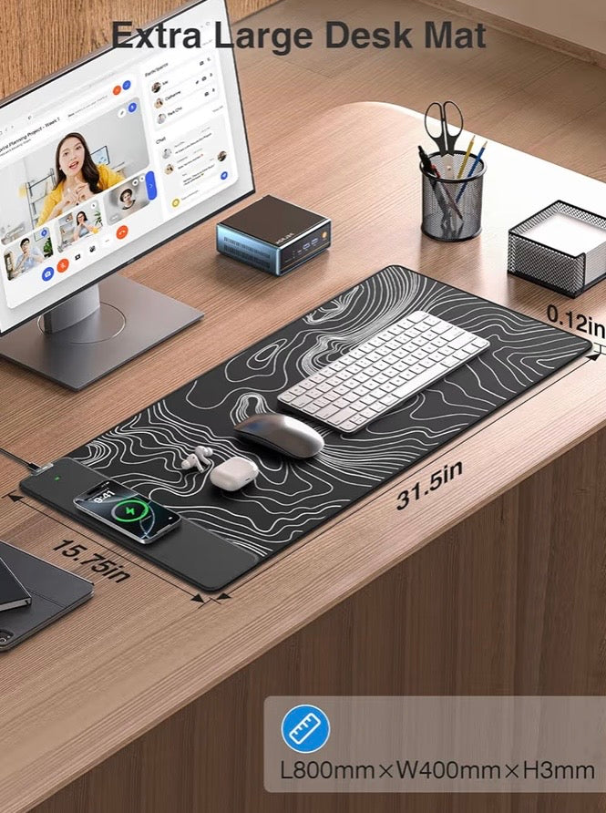 2-in-1 Mouse Pad with Wireless Charging for Phone