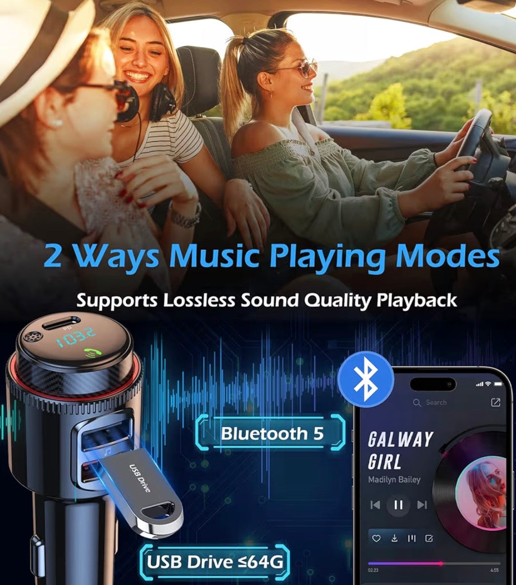 LIHAN Bluetooth 5.4 Car FM Transmitter