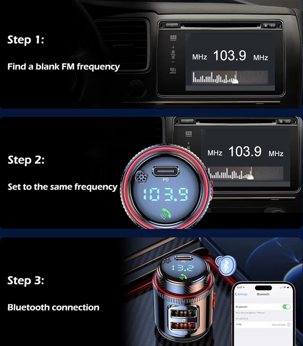 LIHAN Bluetooth 5.4 Car FM Transmitter