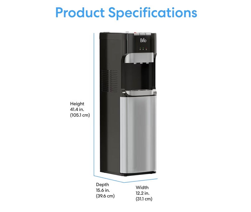 Brio Bottom Loading Water Cooler Dispenser for 5 Gallon Bottles