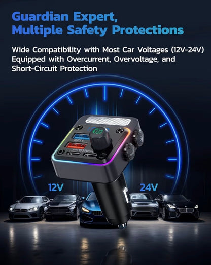 Nulaxy 54W Bluetooth 5.3 Car Adapter Charger 4-Port Fast Charging