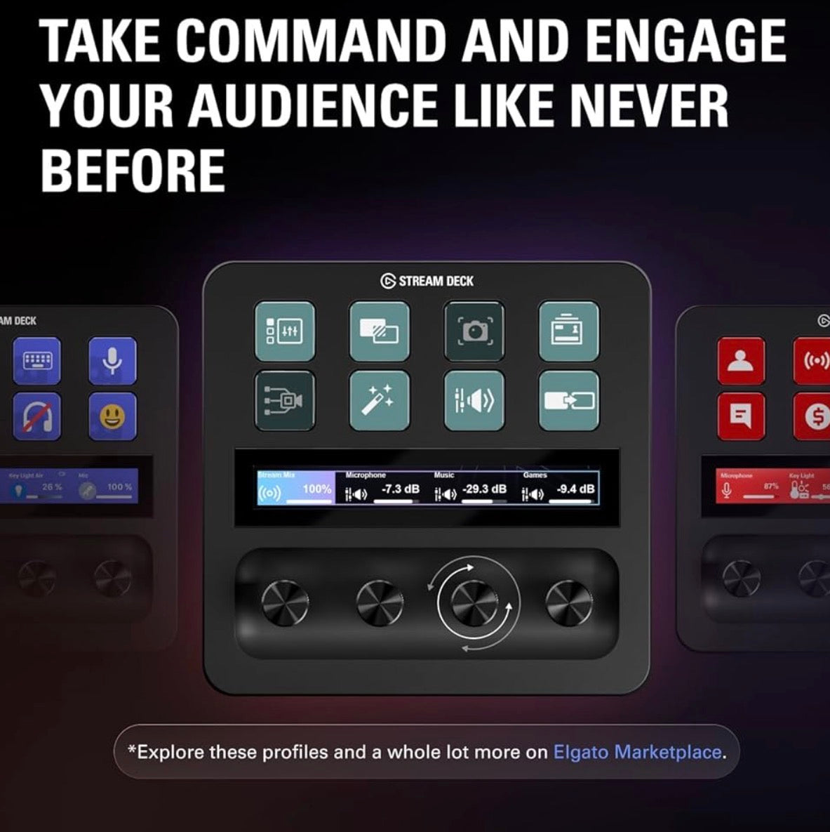 Elgato Stream Deck +, Audio Mixer, Production Console and Studio Controller for Content Creators, Streaming, Gaming, with customizable touch strip dials and LCD keys, works with Mac and PC