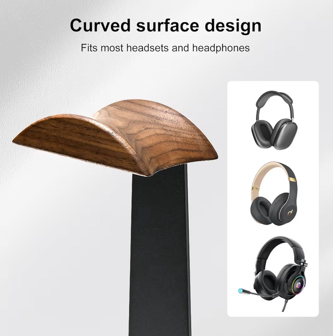 Walnut Wood Headphone Stand with Storage Base