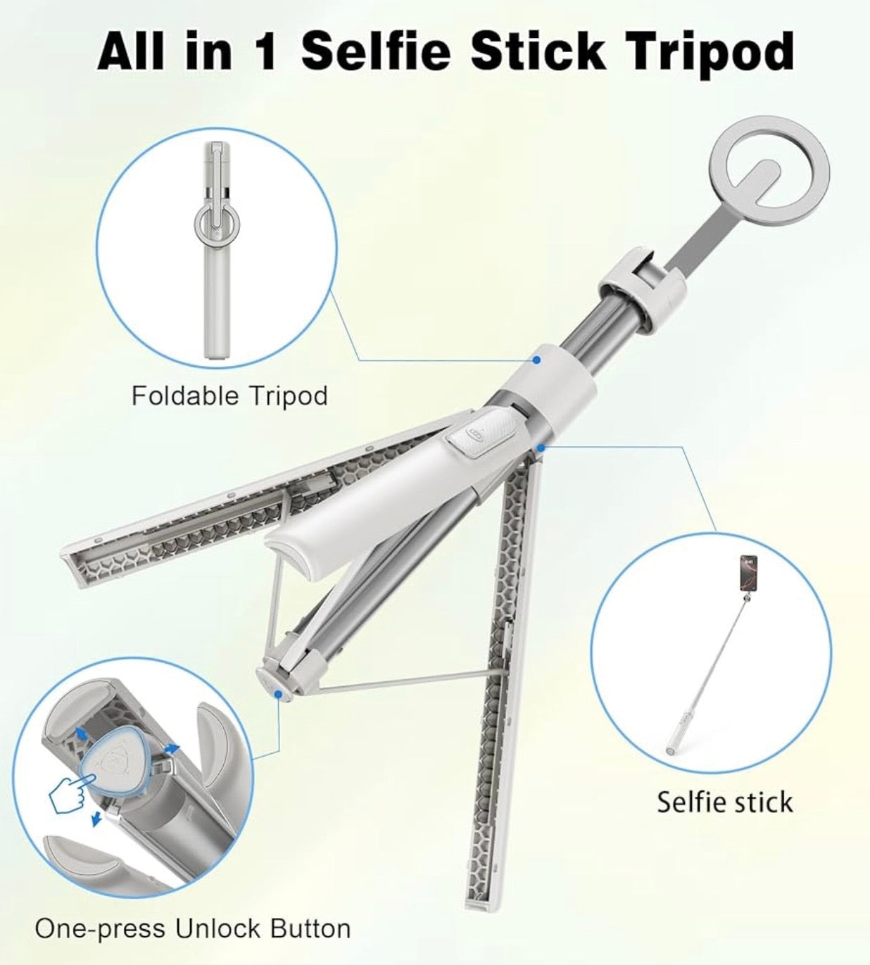 68" Magnetic Selfie Stick Tripod with Aluminum Strong Magnetic Holder for Magsafe