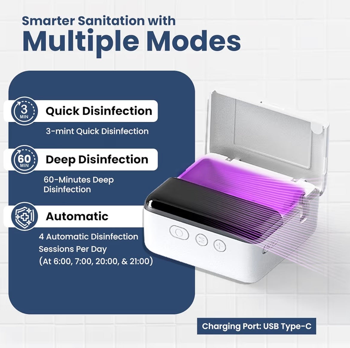 UV Toothbrush Sanitizer Holder & Cleaner with LED Clock Display & Hot Air Drying