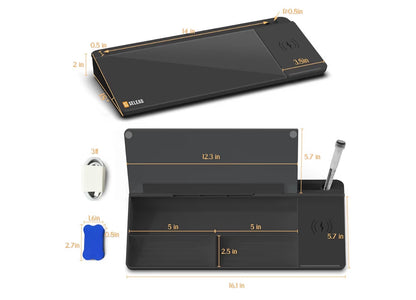 Desktop Glass Whiteboard with Wireless Charger Station