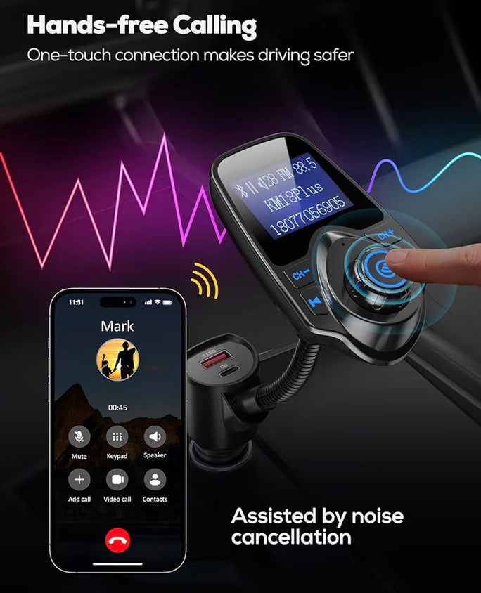48W Bluetooth 5.4 Car FM Transmitter