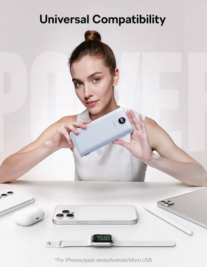 All in One Travel Portable Charger with Built-in AC Plug & Cables