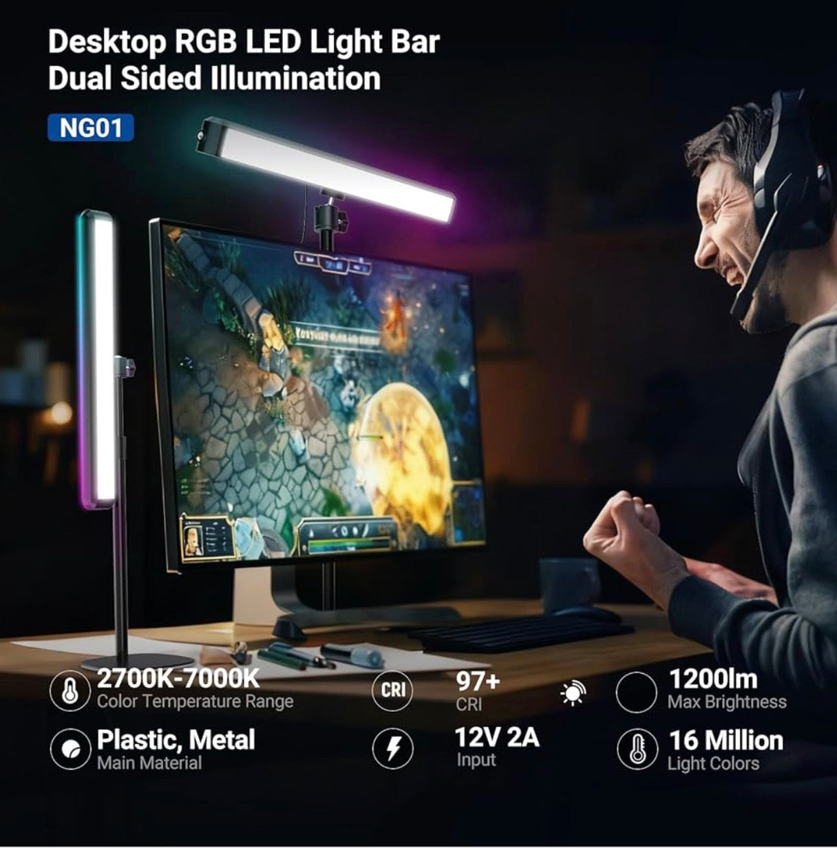 Dual Sided RGB LED Streaming Key Light