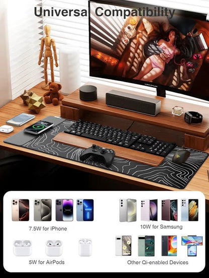 2-in-1 Mouse Pad with Wireless Charging for Phone
