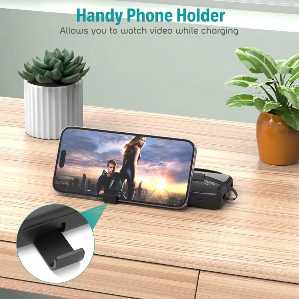 Portable Charger with Built in Cables