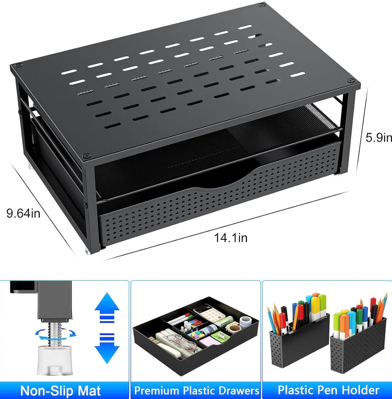 Desk Organizers and Accessories, Monitor Stand with Drawer
