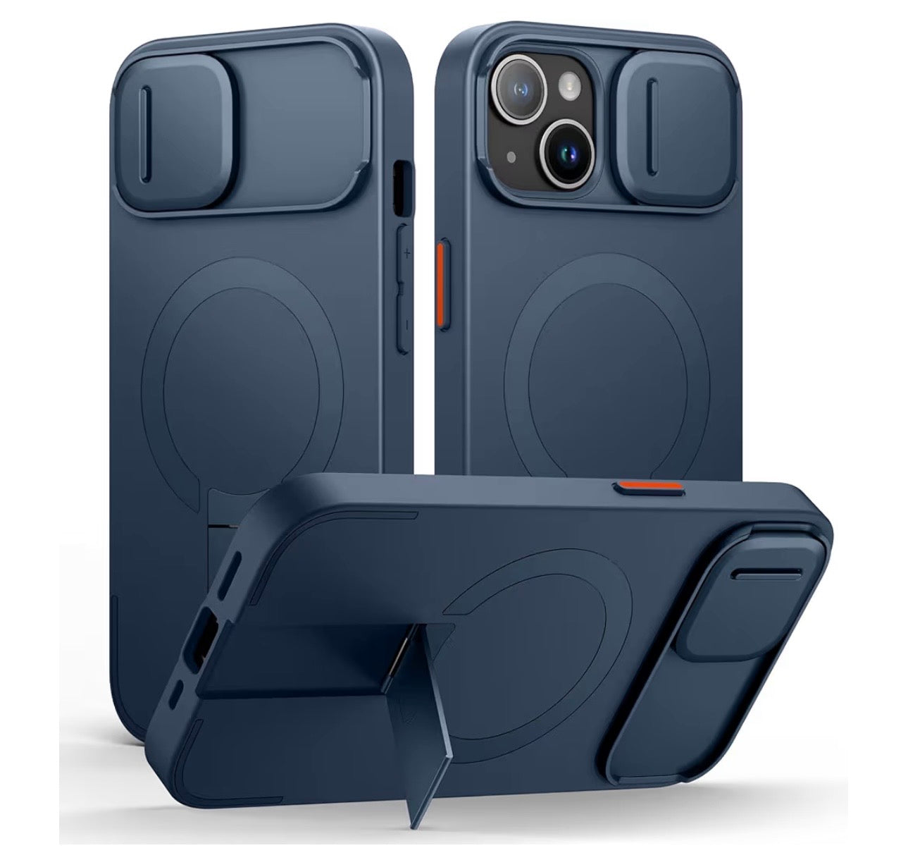 SURITCH for iPhone 13/14 Case with Magnetic Camera Slide Cover and Adjustable Kickstand