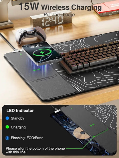 2-in-1 Mouse Pad with Wireless Charging for Phone