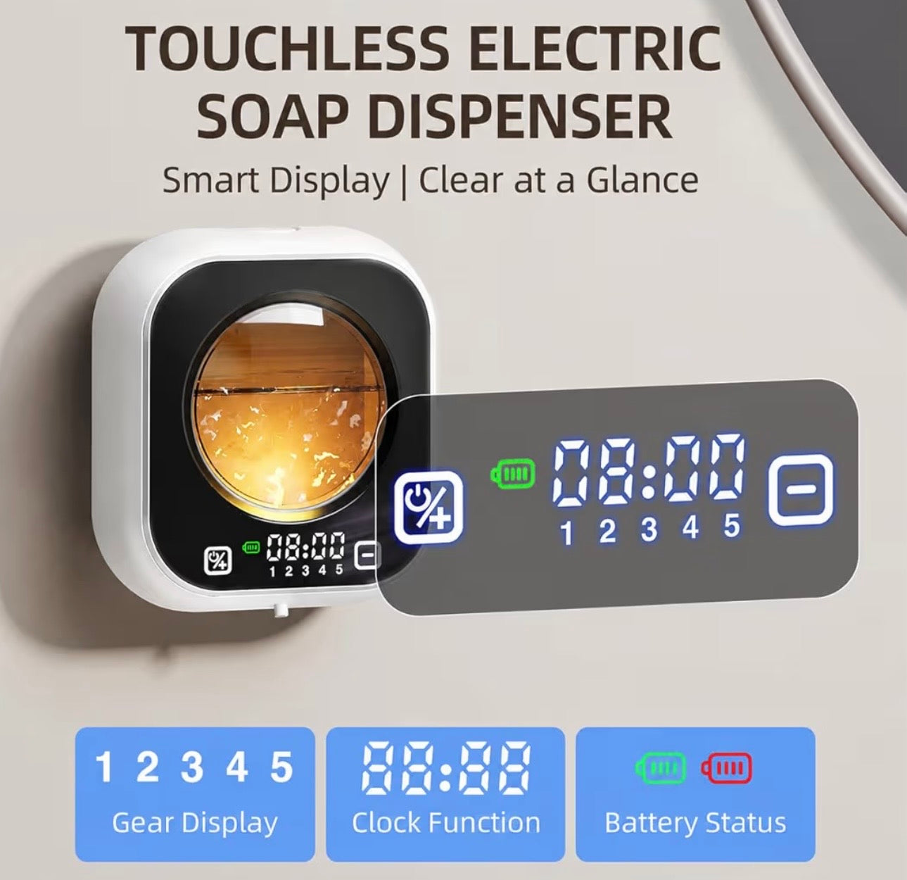 Automatic Liquid Soap Dispenser, Wall Mounted Soap Dispenser Electric Touchless Rechargeable