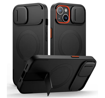 SURITCH for iPhone 13/14 Case with Magnetic Camera Slide Cover and Adjustable Kickstand