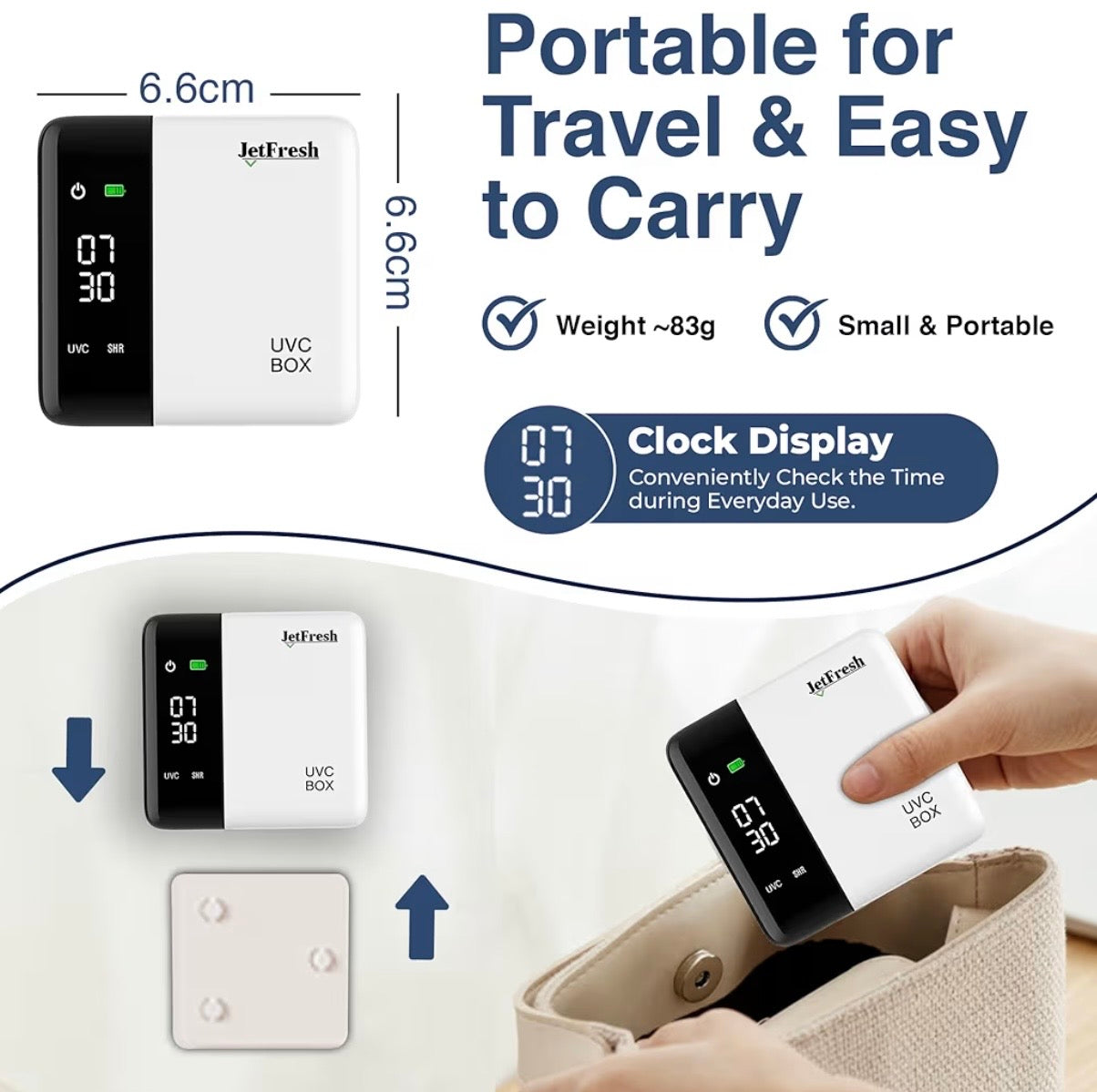 UV Toothbrush Sanitizer Holder & Cleaner with LED Clock Display & Hot Air Drying