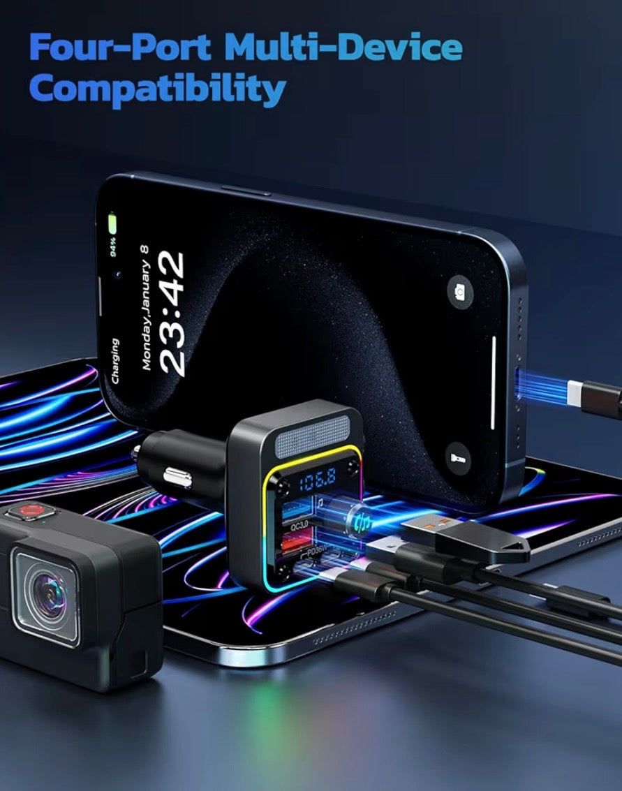Nulaxy 54W Bluetooth 5.3 Car Adapter Charger 4-Port Fast Charging