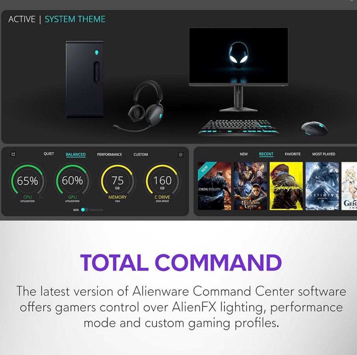 Alienware Aurora Gaming Desktop ACT1250 - Intel Core Ultra 7 265KF Processor, Liquid Cooled