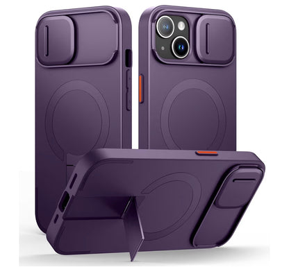 SURITCH for iPhone 13/14 Case with Magnetic Camera Slide Cover and Adjustable Kickstand