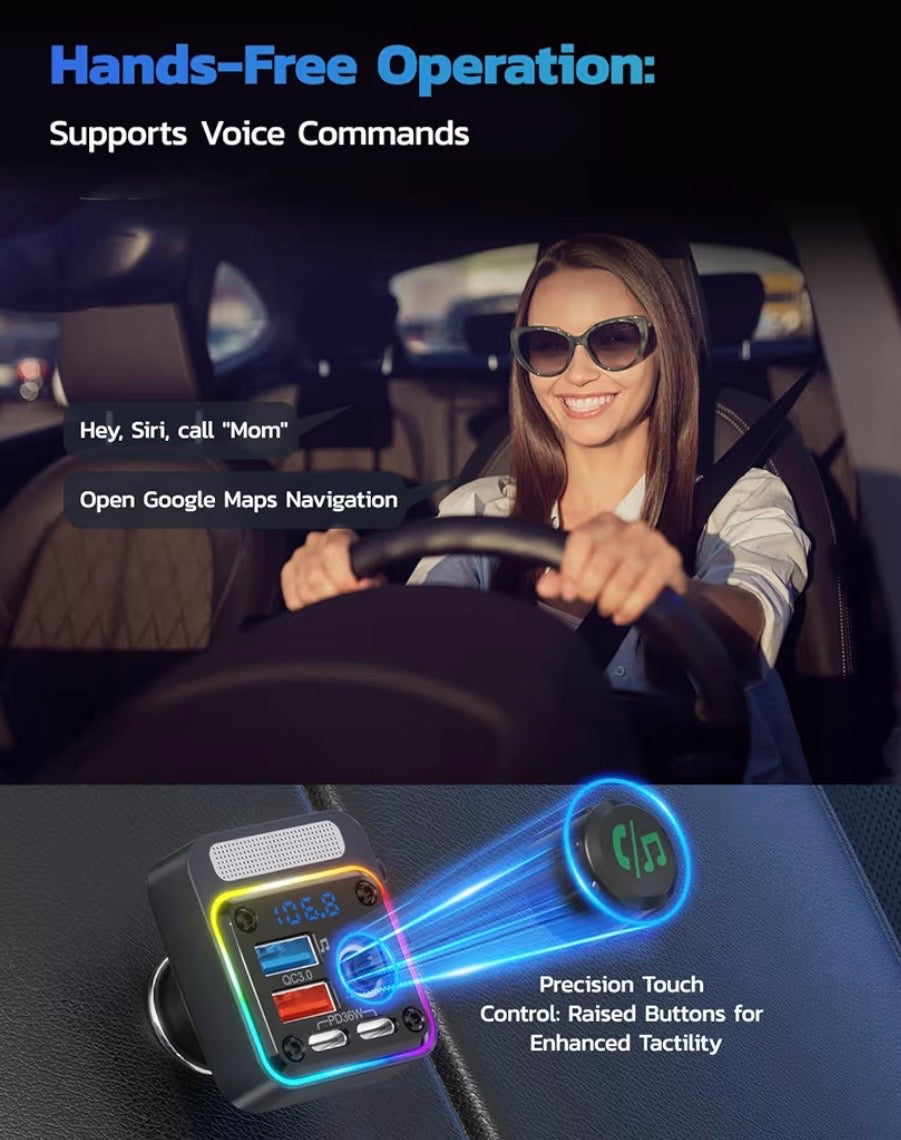 Nulaxy 54W Bluetooth 5.3 Car Adapter Charger 4-Port Fast Charging