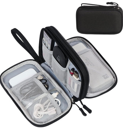 Travel Cable Organizer Pouch Electronic Accessories Carry Case Portable Waterproof Double Layers All-in-One Storage Bag for Cord, Charger, Phone, Earphone